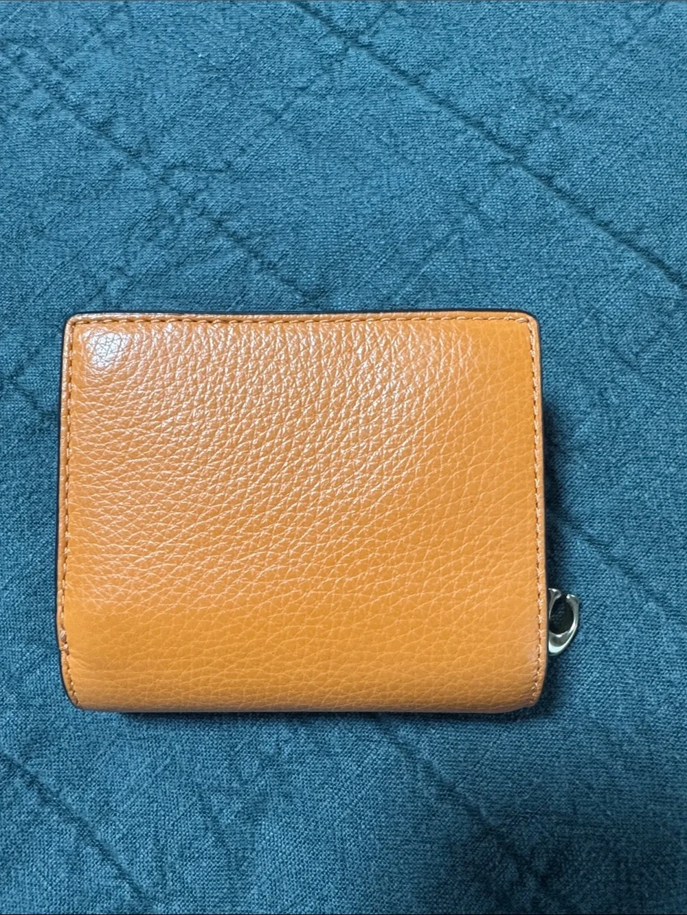 Coach Pebbled Leather Compact Wallet in Tan